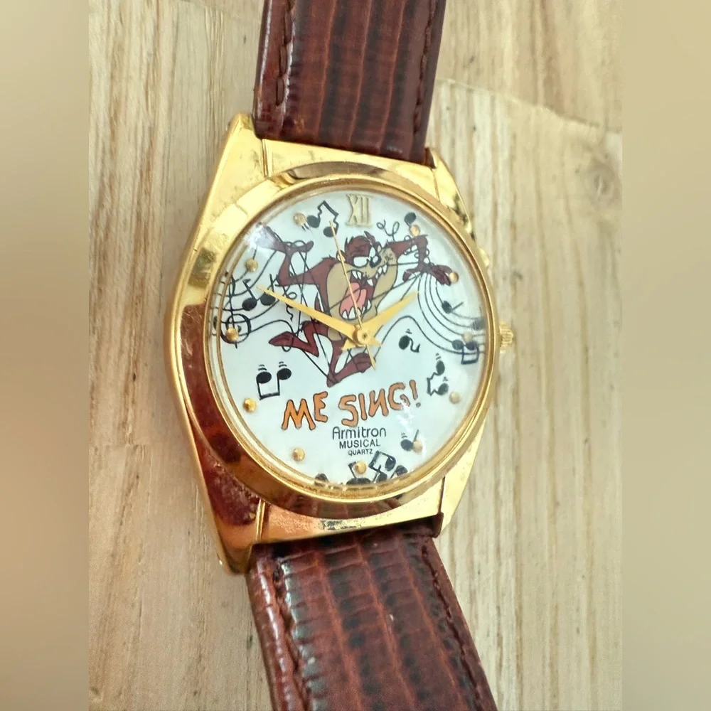 Vintage 90s Looney tunes Taz Tasmanian devil musical watch NEW BATTERY